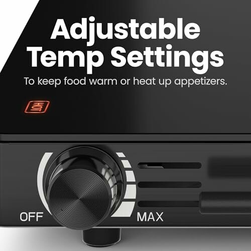 Close-up of adjustable temperature settings dial with text.