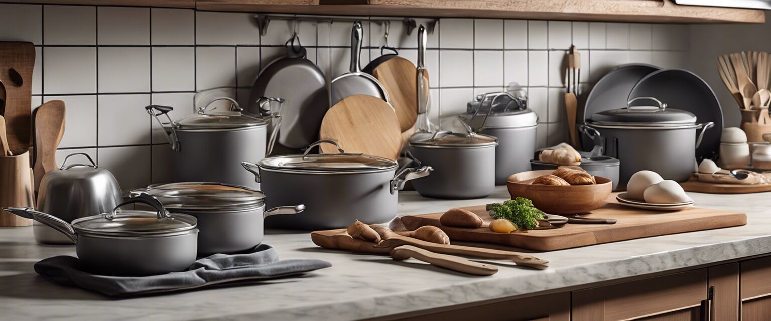 Organized kitchen with cookware and bakeware