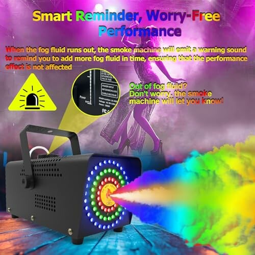 Colorful fog machine with smart reminder feature.