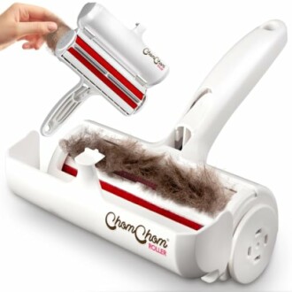 Pet hair remover roller with collected fur.