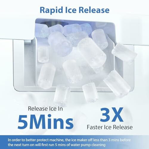 Ice cubes rapidly released from a machine.