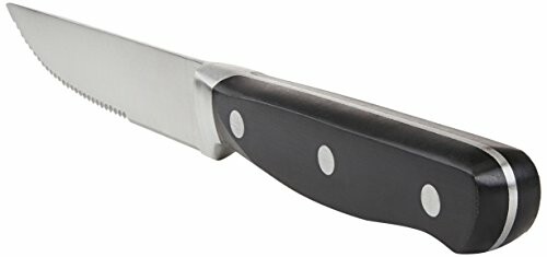 Serrated steak knife with black handle